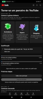 Canal YouTube (não monetizada 2560 inscritos)