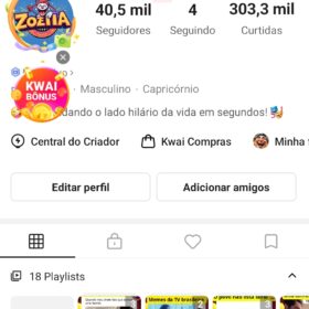 Perfil Kwai com mais de 40 mil seguidores