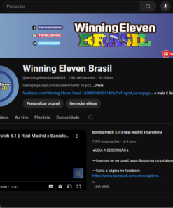 Canal Youtube 1,88 mil inscritos • 26 vídeos FUTEBOL GAMES