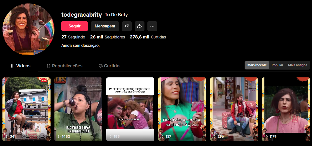 Captura de tela 2026-03-26 195223 CONTA TIKTOK | 26K+ SEG | 278K+ CURT | NICHO HUMOR/CURIOSIDADES & TV | ALTO ENGAJAMENTO🚀 - Imagem 1