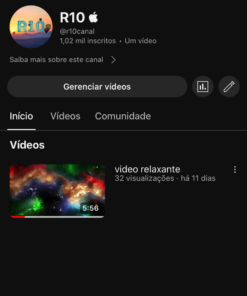 Canal do YouTube com 1020 Inscritos