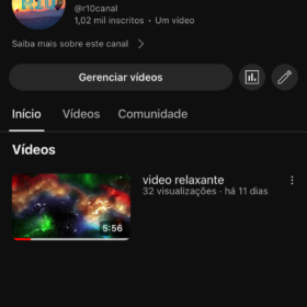 Canal do YouTube com 1020 Inscritos