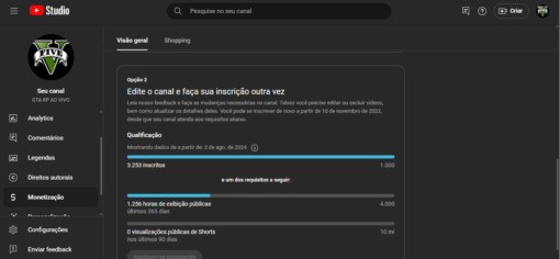 Canal Youtube de 3,25 Mil Inscritos. Era canal de cortes de GTA RP - - Imagem 4
