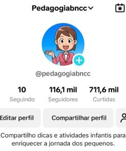 Tiktok Monetizado Com 116 Mil Seguidores - Compartilho dicas e atividades infantis para enriquecer a jornada dos pequenos.