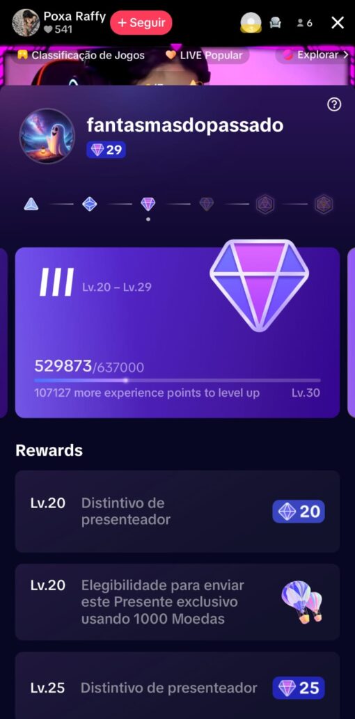 conta presentiador tiktok level 29