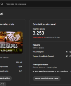 Canal Youtube de 3,25 Mil Inscritos. Era canal de cortes de GTA RP -