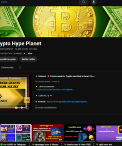 Canal de Criptomoedas e Plataformas de Investimento com 10 k de inscritos