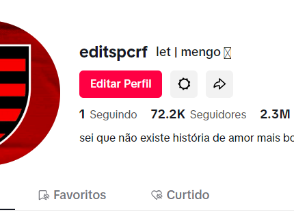 Tiktok Conta Flamengo Futebol mais de 70k seguidores organicos