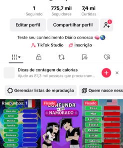 Conta do Tiktok Monetizada com +775 Mil Seguidores e +7 Milhões de Curtidas