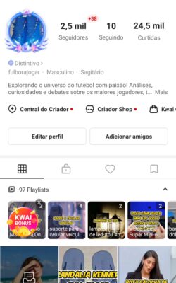 Conta do kwai para ganhar dinheiro com 2500 seguidores