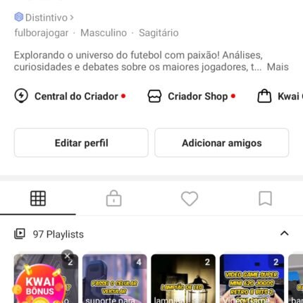 Conta do kwai 3K Seguidores | Futebol | 29.2K Curtidas