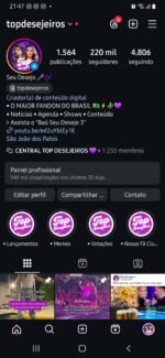 CONTA INSTAGRAM com 220k de seguidores e com alcance de 1 M