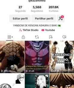 Conta do TikTok - 5,58 mil Seguidores - Nicho Animes