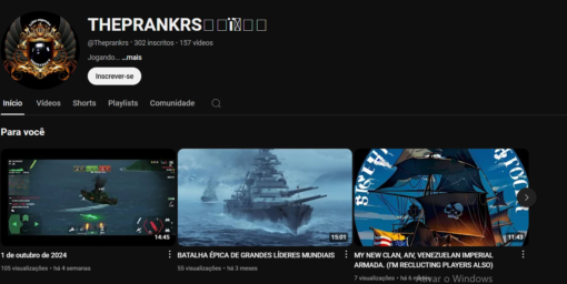 Canal do YouTube, 302 inscritos