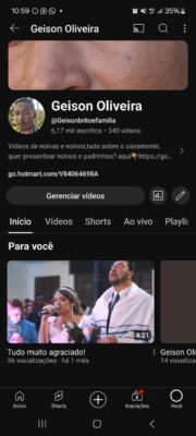 Canal Geison Oliveira 6,17 mil inscritos