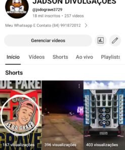 Canal jadson divulgações 18 mil inscritos • 257 vídeos