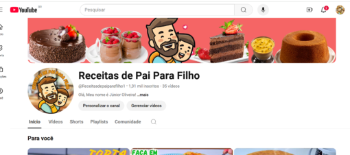 CANAL DE RECEITAS COM 1300 INSCRITOS