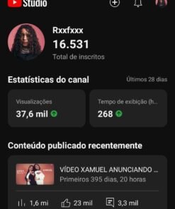 Canal do YouTube 16,5 mil inscritos