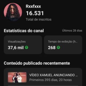 Canal do YouTube 16,5 mil inscritos