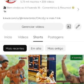 Canal YouTube 5,75k shorts A fazenda