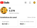 Canal 3.300 inscritos + de 1 milhão de visualizações totalmente orgânico