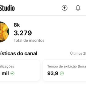 Canal 3.300 inscritos + de 1 milhão de visualizações totalmente orgânico