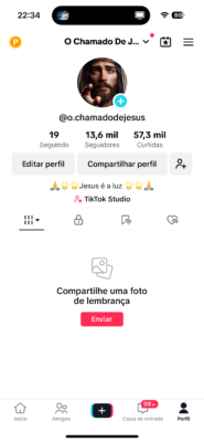 Conta Tik Tok Monetizada BR Bíblico Sem Restrições 13.6K Seguidores 57.3K Curtidas