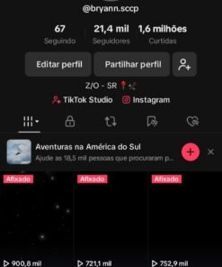 Conta tiktok com 21K de seguidores