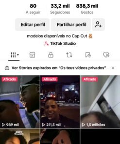 Vendo conta do TikTok super engajada 33,2 mil Seguidores 837,9 mil Curtidas
