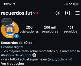 INSTAGRAM DE FUTEBOL EM ESPANHOL 200K