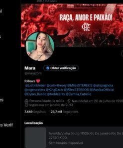 Perfil twiter 25 mil seguidores, seguidos por vários famosos