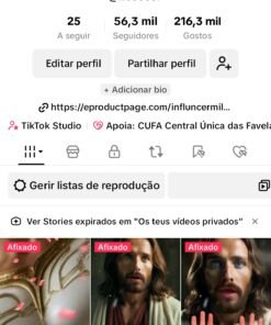 Tik Tok monetizado 56.3K Seguidores 216.3K Curtidas
