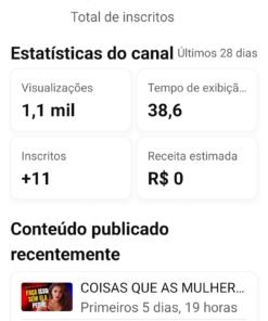 CONTA YOUTUBE 1.7K (QUASE MONETIZANDO)