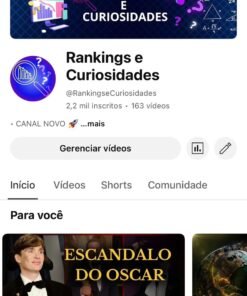 Canal de Curiosidades com 2.200 inscritos. Canal criado em 2024 com crescimento 100% orgânico. Excelentes números de visualizações, principalmente nos shorts