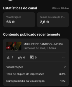 Canal Youtube SEM MONETIZAÇÃO, nicho de funk 16,700 inscritos