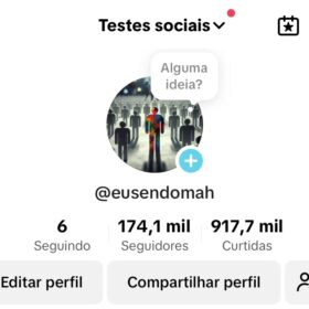 Tiktok 174.1K Seguidores 917.7K Curtidas Testes sociais