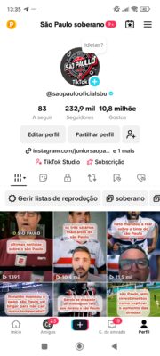 Tiktok São Paulo soberano 232mil Seguidores