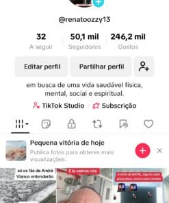Conta TIKTOK monetizado com mais de 50k. Eu cheguei a ter vídeos com mais de 17D