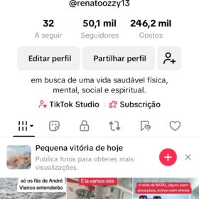 Conta TIKTOK monetizado com mais de 50k. Eu cheguei a ter vídeos com mais de 17D