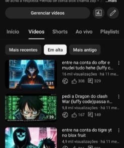 Conta de quase 6k de inscrito no YouTube /não monetizado público real conteúdo de games
