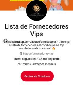 Pinterest com 15k de seguidores e +750k de visualizações mensais