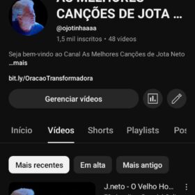 Canal no YouTube à venda – As Melhores Canções de J. Neto com 1500 Inscritos