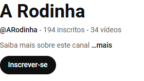 Canal YouTube 316 inscritos