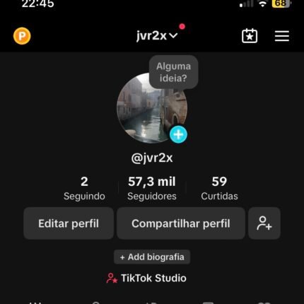 Conta Tiktok monetizada menos de 30 dias com 57k seguidores