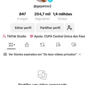 CONTA DO TIKTOK 204,7 MIL SEGUIDORES 1,4 MILHÕES DE CURTIDAS MONETIZAÇÃO ATIVA