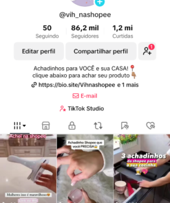 CONTA TIKTOK COM 86K de Seguidores e 1,2MILHÕES DE CURTIDAS! Conteúdos sobre achados da shopee
