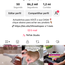 CONTA TIKTOK COM 86K de Seguidores e 1,2MILHÕES DE CURTIDAS! Conteúdos sobre achados da shopee