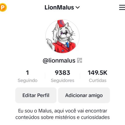 Conta Tiktok LionMalus com 9300 Seguidores