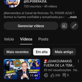 Canal Youtube 720 Inscritos El Poder Azul