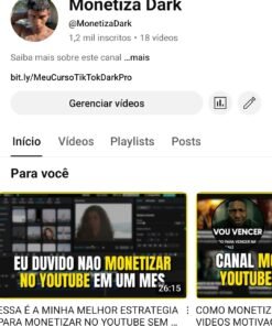 Canal Youtube Monetizado dark 1,2k